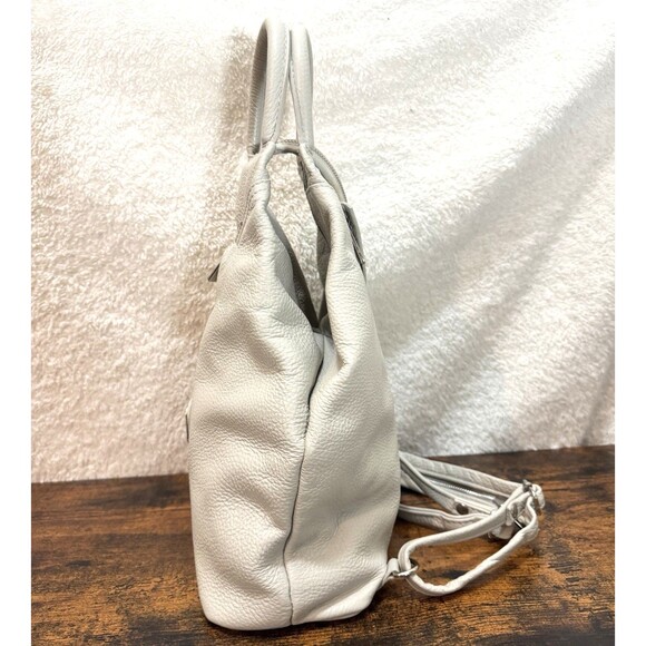 VALENTINA Leather Sling Backpack Bag Italy Light Gray main image 11